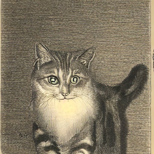 &lsquo;confused cat an etching&rsquo; according to [Stable Diffusion].